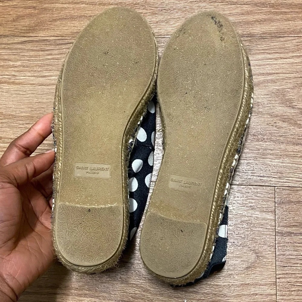 SAINT LAURENT polka dot Espadrille Flat